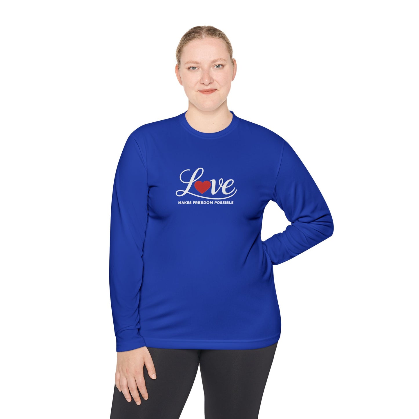Love Makes Freedom Possible Performance Fabric Shirt | Inspirational Civic Love Message | Unisex Style | Valentine's Day Shirt