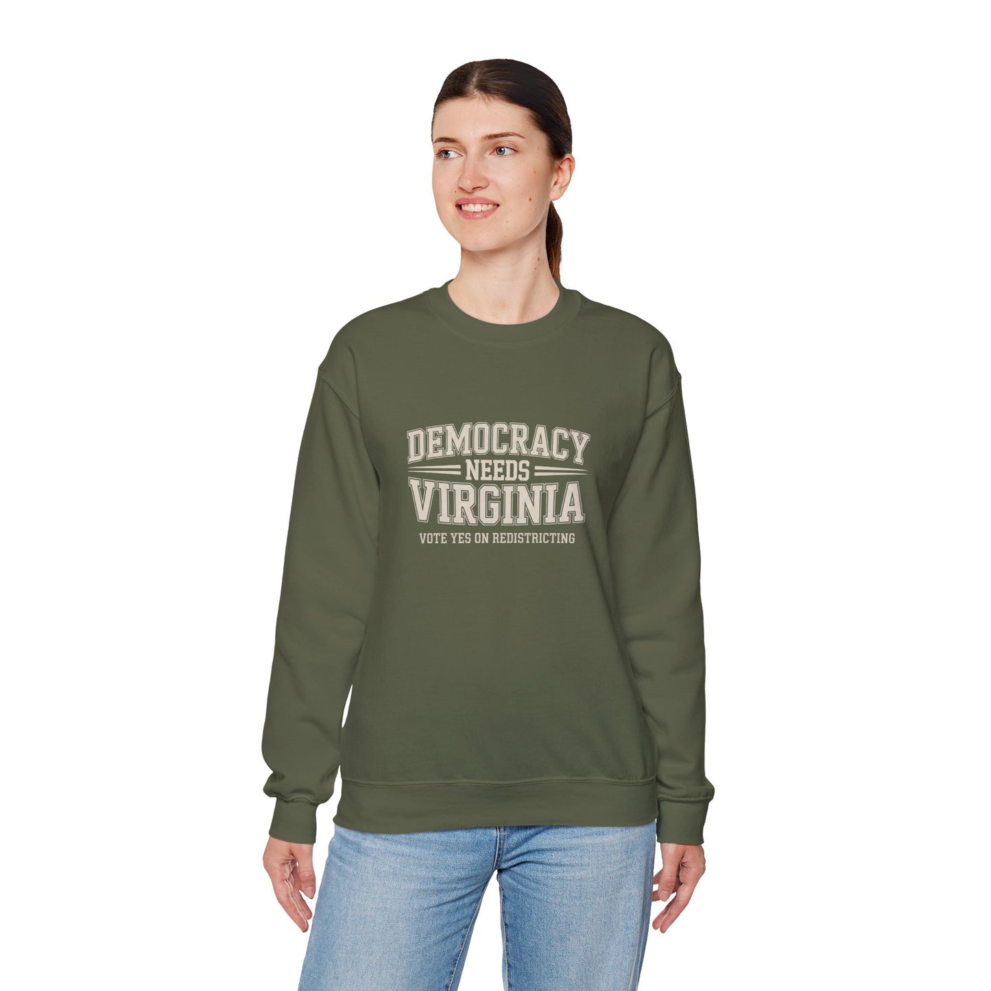 Democracy Needs Virginia, Vote Yes on Redistricting Sweatshirt | Unisex Style | Virginia Redistricting Signs