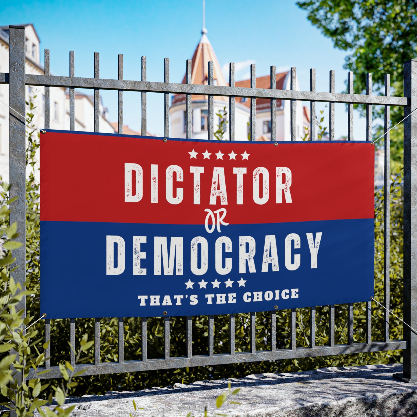 Democracy Banner, Dictator or Democracy, Vinyl Indoor/Outdoor Banner