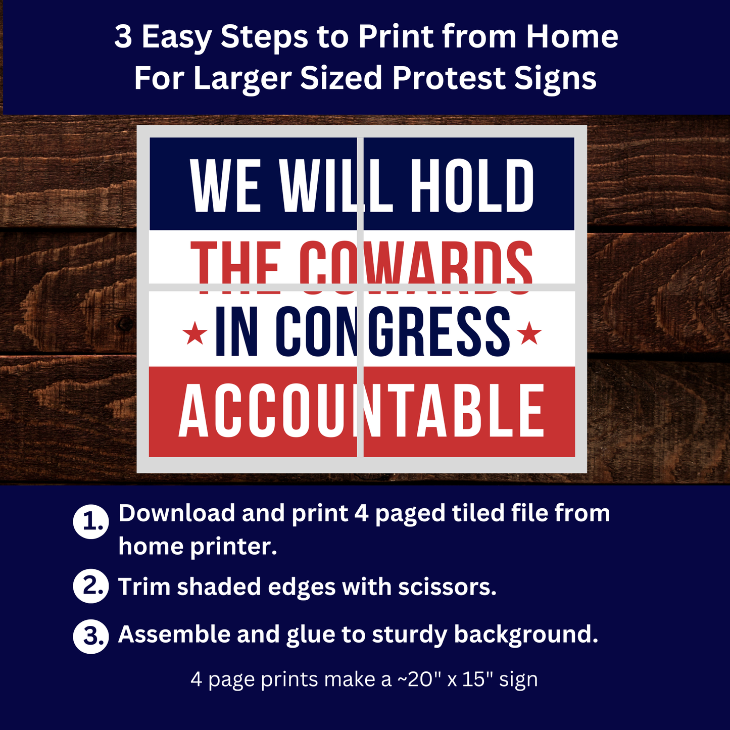 Anti ICE Protest Sign - Printable Protest Sign Kit - Cowards in Congress