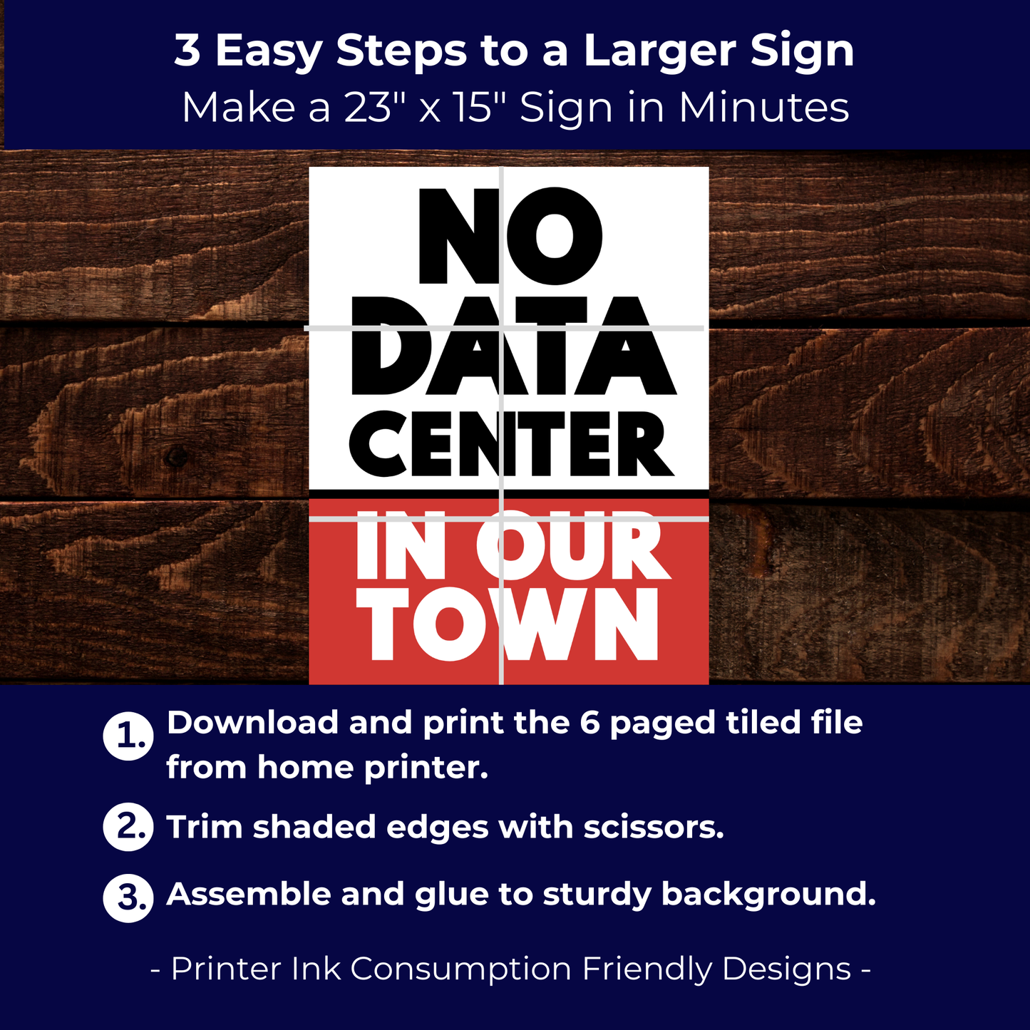 No Data Center Printable Protest Sign Kit | Printable Signs, Protest Posters & Tiled Protest Signs