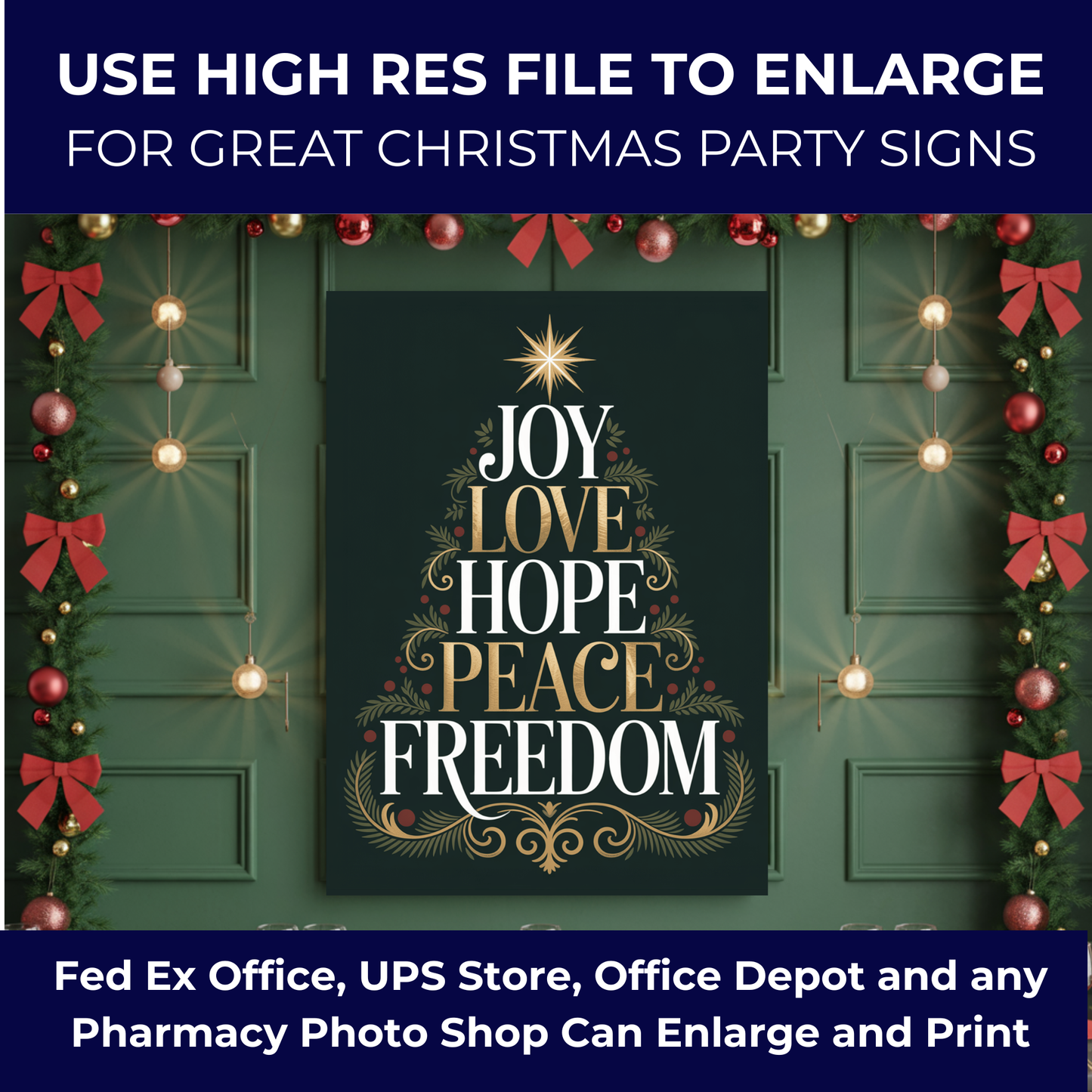 Christmas Printable Wall Art, Christmas Digital Posters, Subtle Anti Trump Posters