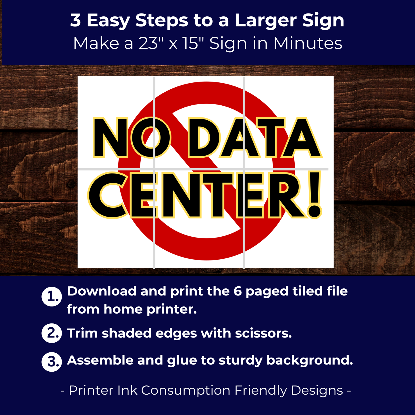 No Data Center Printable Protest Sign Kit | Printable Signs, Protest Posters & Tiled Protest Signs