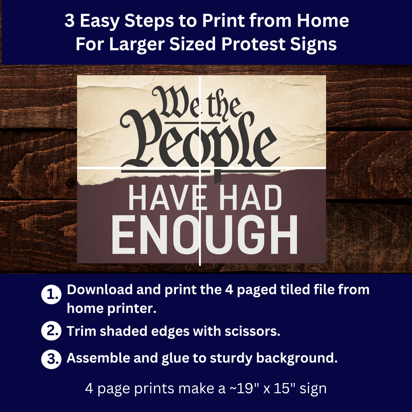 No Kings Protest Sign - Printable Protest Sign Kit - We the People Have Had Enough