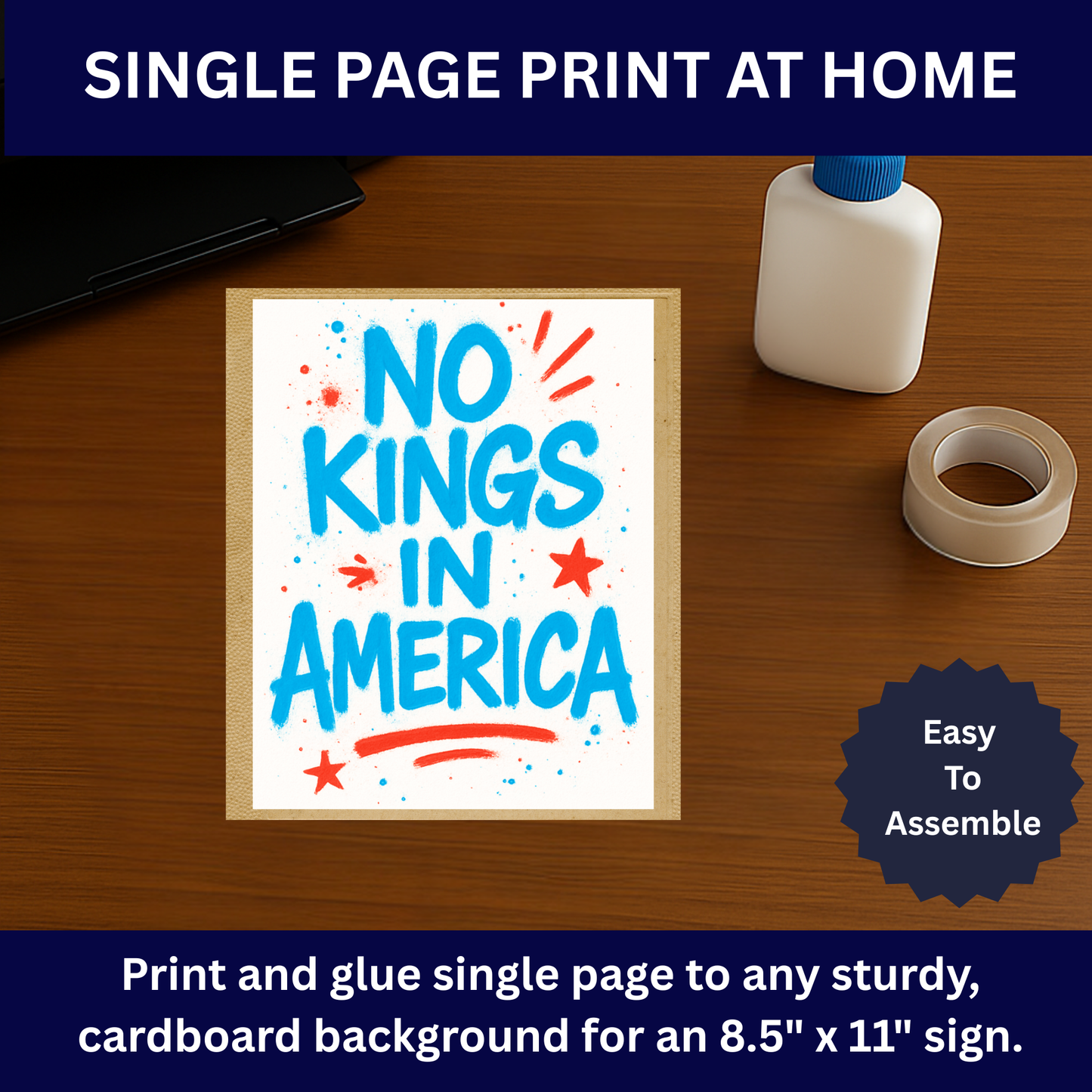 No Kings Protest Signs, Printable Protest Sign Kit, 3 Signs Included, Anti Trump Protest Signs