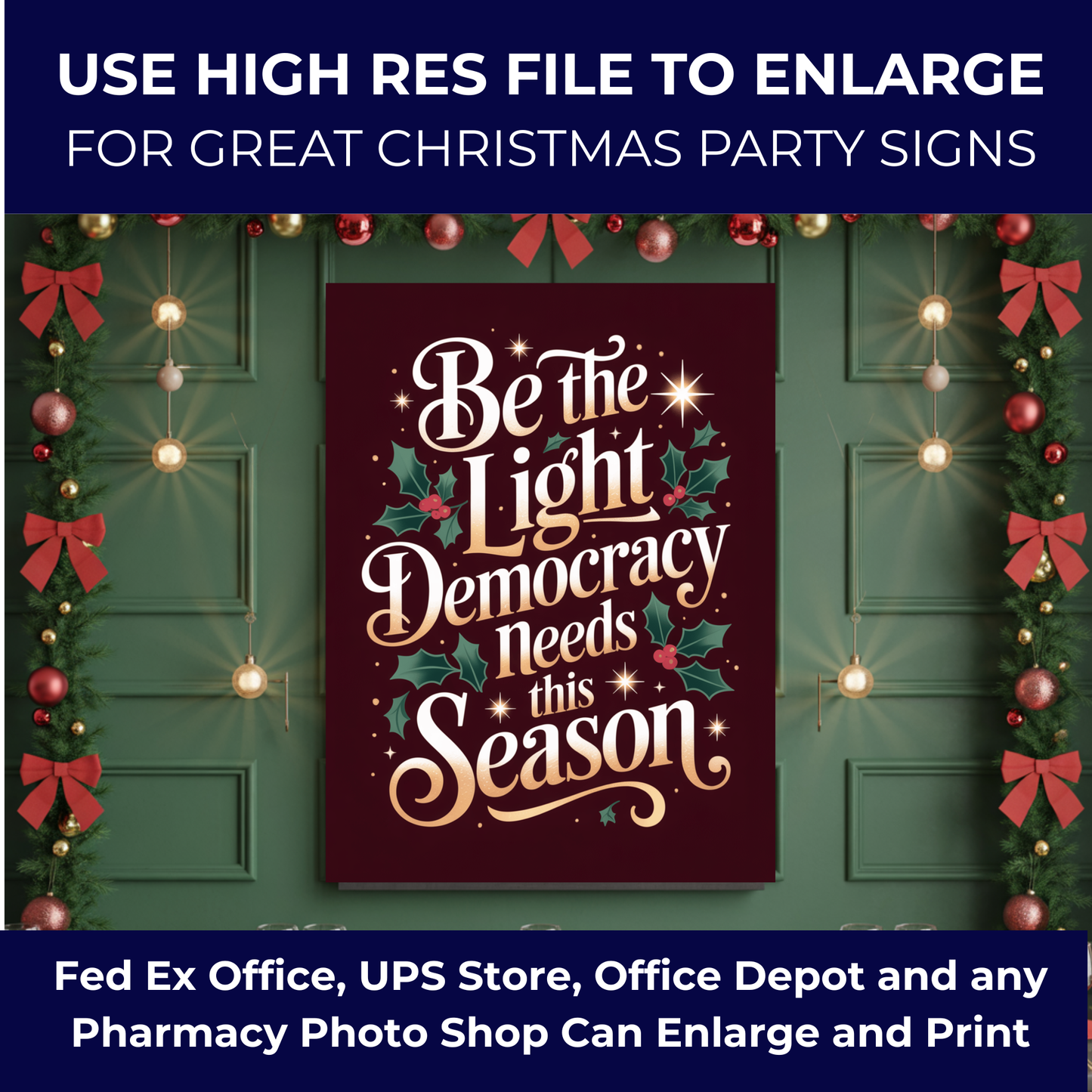 Christmas Printable Wall Art, Christmas Digital Posters, Subtle Anti Trump Posters