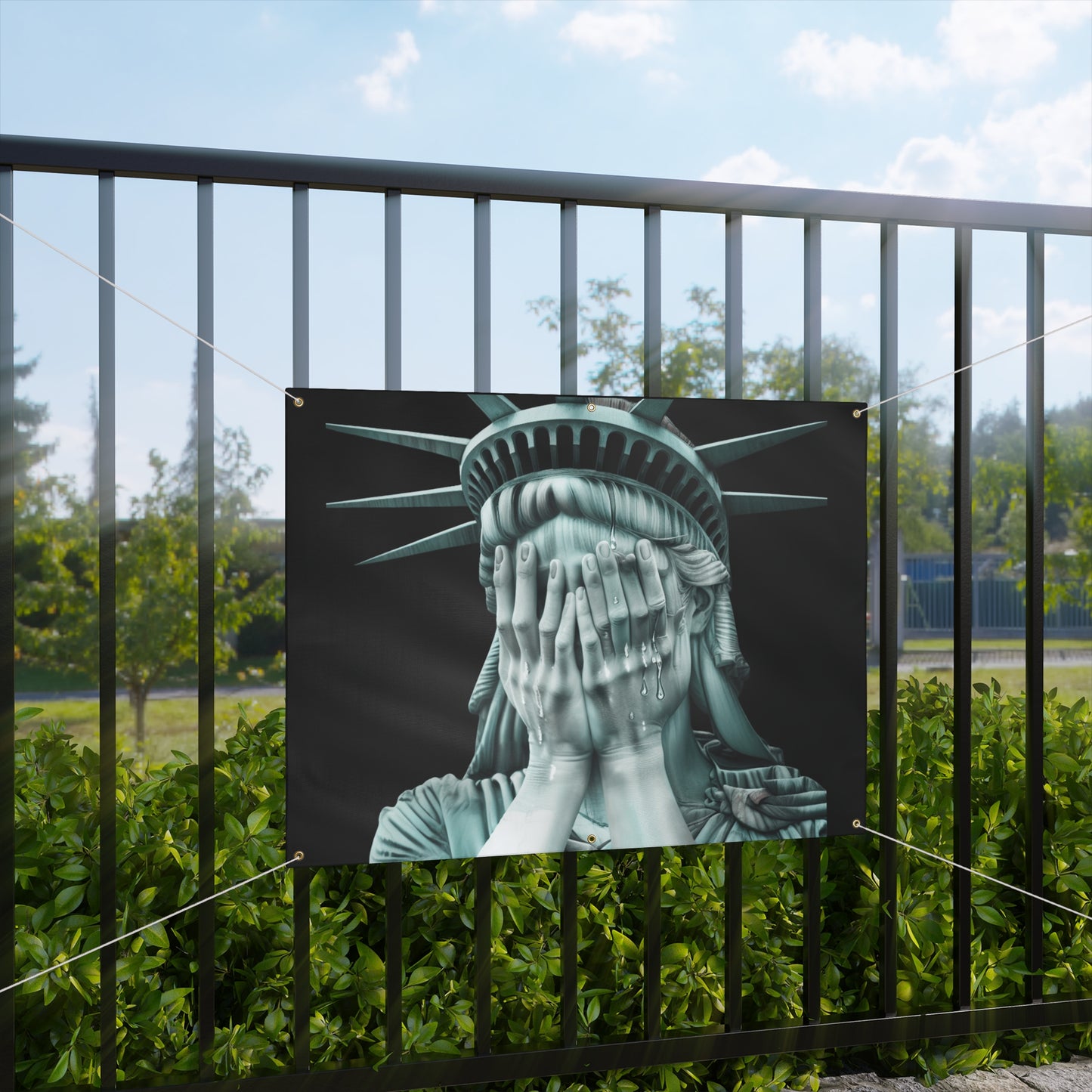 Weeping Statue of Liberty Banner | Anti-Trump Protest Sign | 48"x36" Vinyl Outdoor