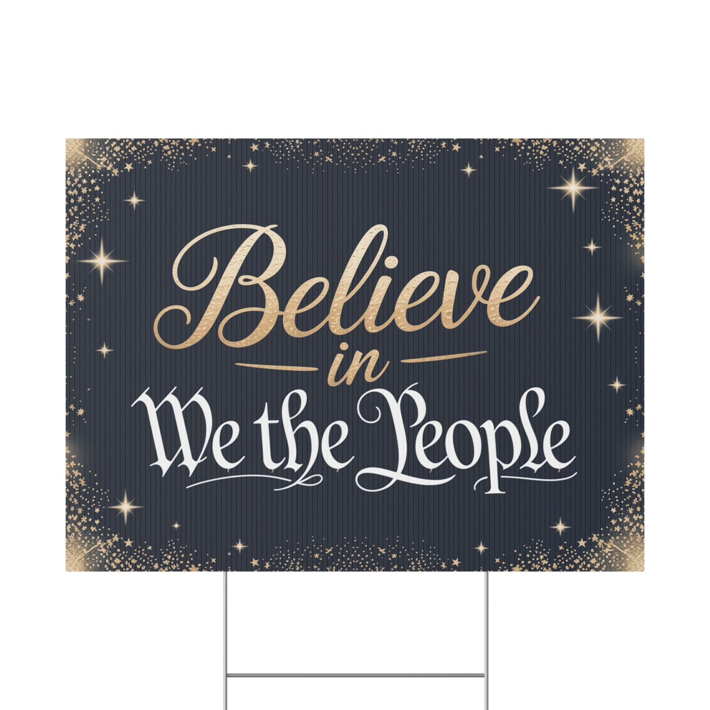 Believe in We the People Yard Sign, Political Christmas Yard Sign, Holiday Yard Sign with H Stake, 24" x 18", Anti Trump Yard Sign