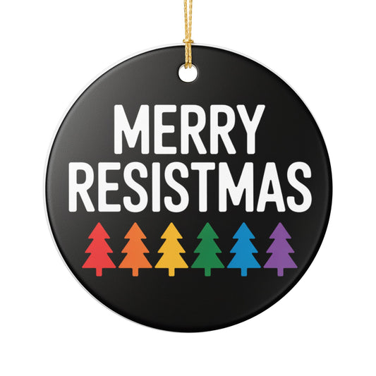 Merry Resistmas Ornament, Ceramic Christmas Ornament, Equality Ornament, Political Ornament, Democracy Ornament, Gift for Democrat