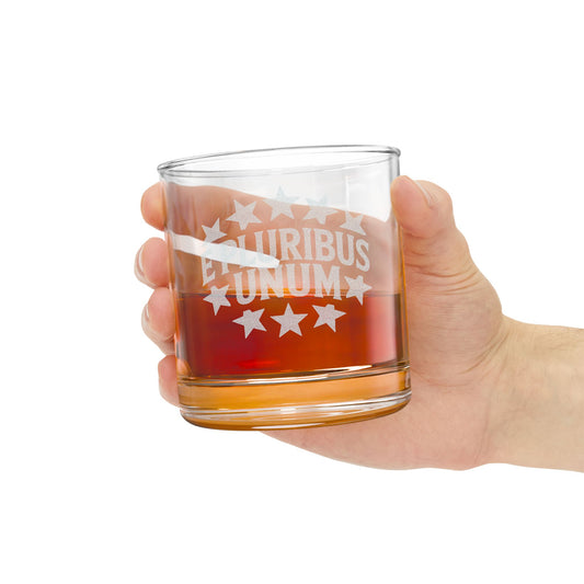 E Plurabis Unum Engraved Whiskey Glass, No Kings Gifts, Anti Trump Gifts, Patriotic Gifts, 10.5 oz, Unique Political Gift