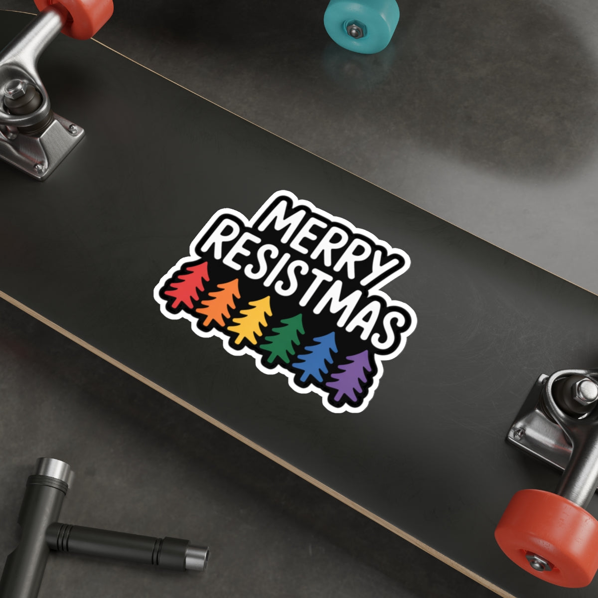 Merry Resistmas Sticker, Equality Holiday Sticker, Vinyl, Waterproof, Multiple Sizes, Holiday Stickers, Christmas Stickers, Political Gift