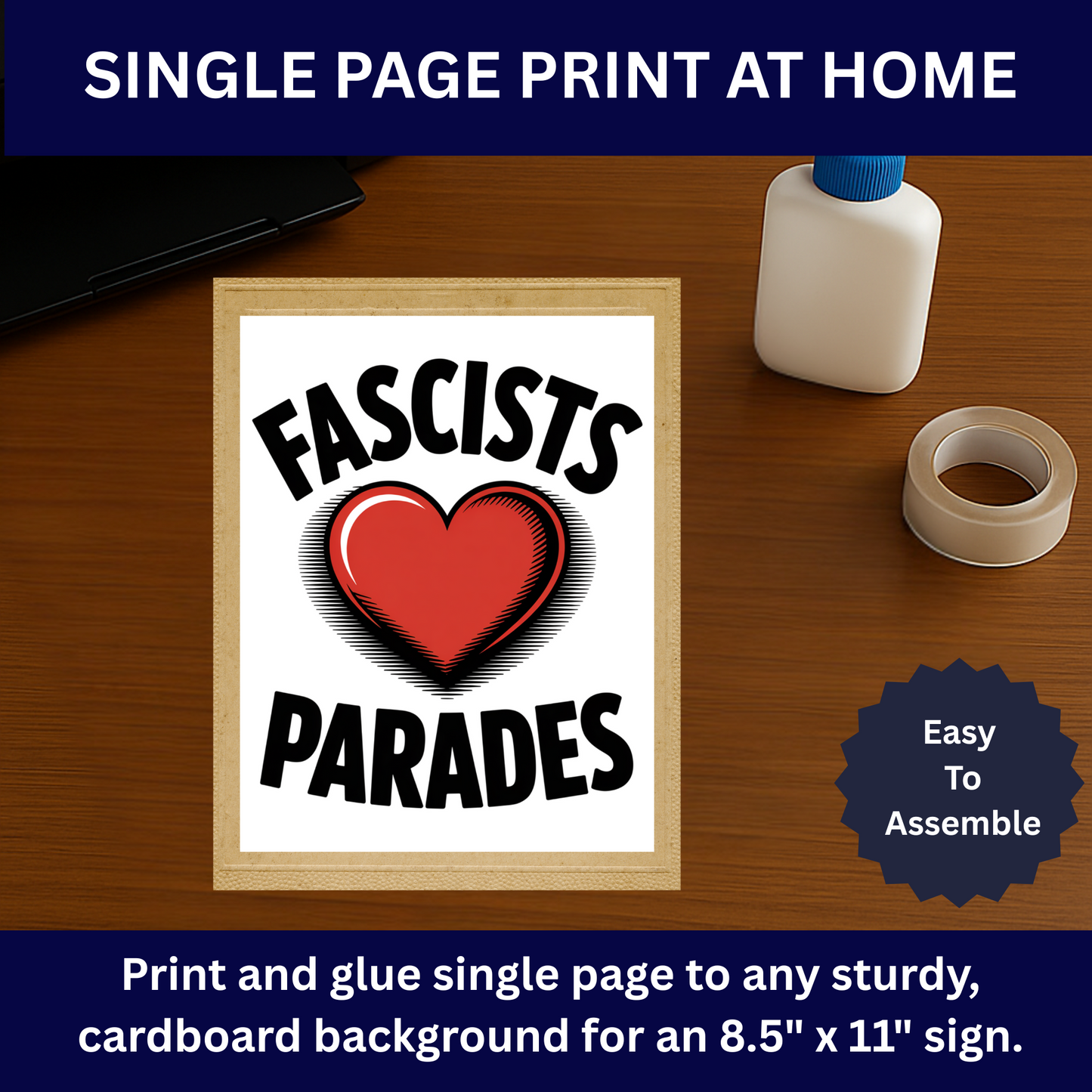 No Kings Protest Signs, Hands Off Protest Signs, 3 Signs Included, 8.5" x 11", Print at Home and Glue to Cardboard, Anti Trump Protest Signs