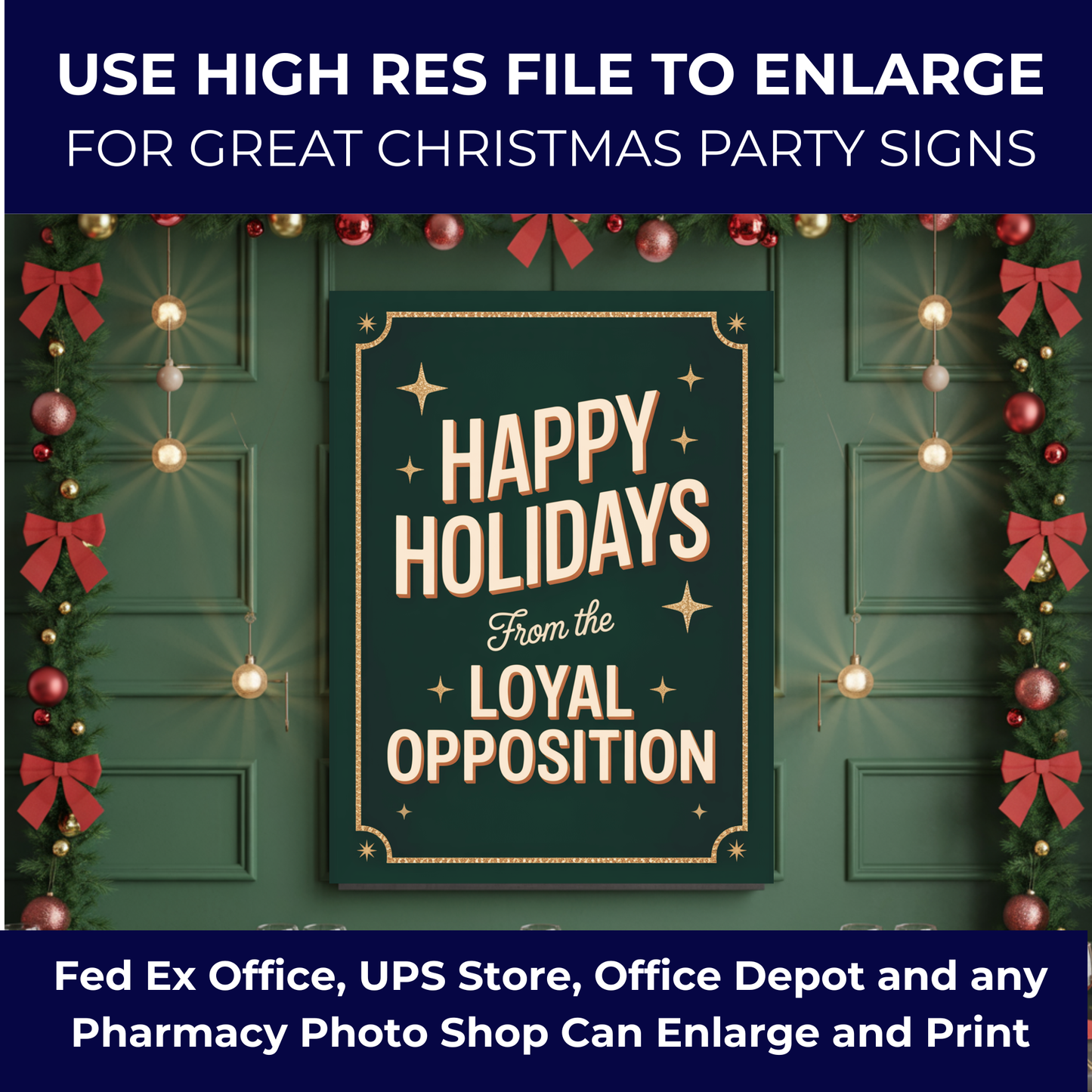 Christmas Printable Wall Art, Christmas Digital Posters, Subtle Anti Trump Posters