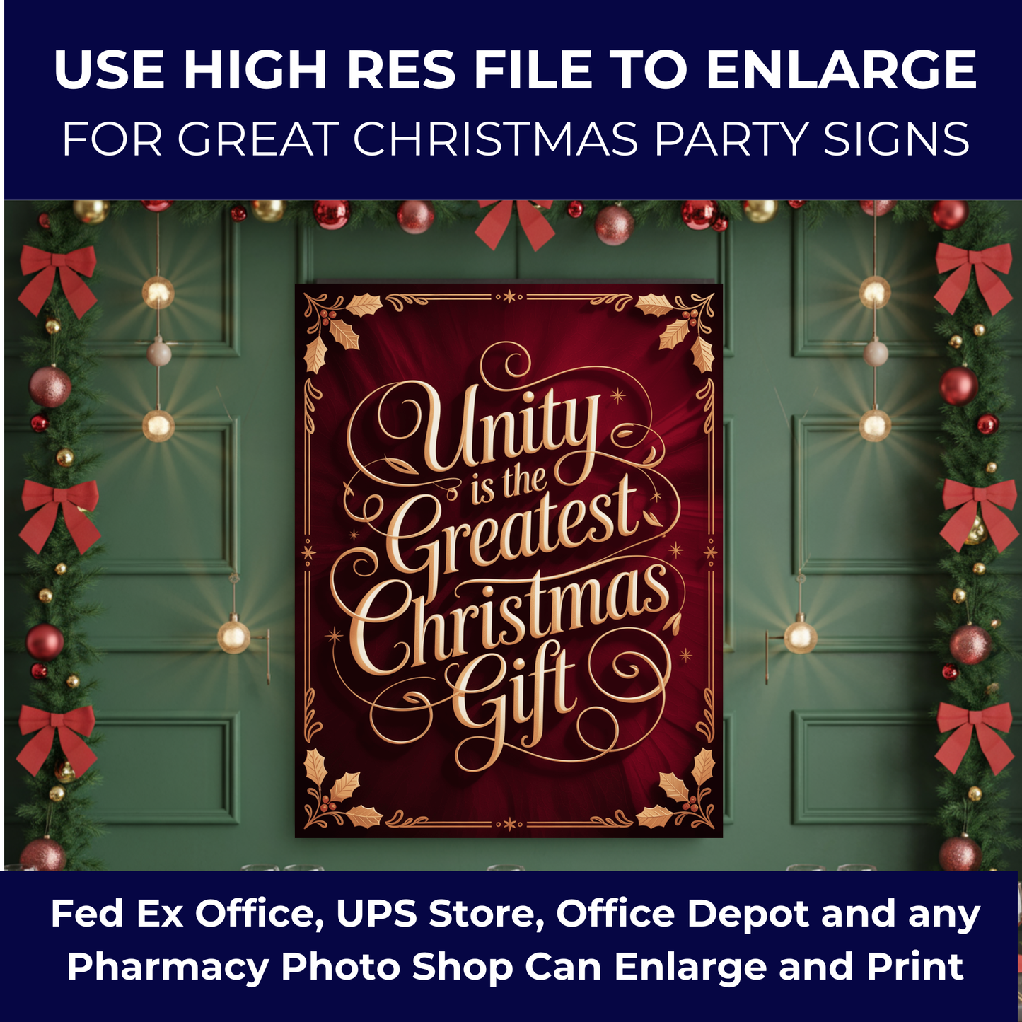 Christmas Printable Wall Art, Christmas Digital Posters, Subtle Anti Trump Posters