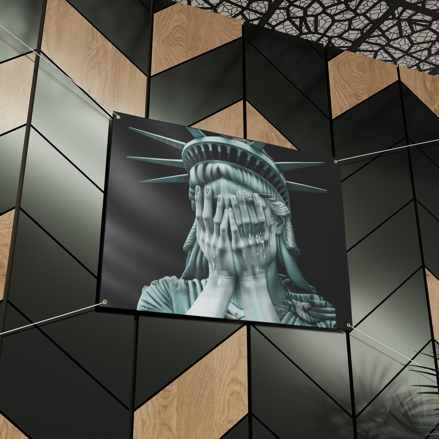 Weeping Statue of Liberty Banner | Anti-Trump Protest Sign | 48"x36" Vinyl Outdoor