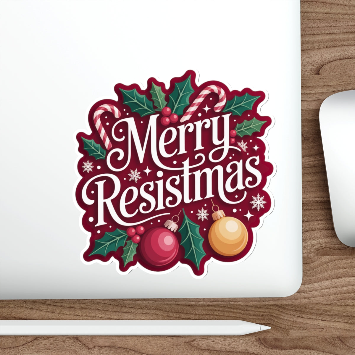 Merry Resistmas Sticker, Premium Vinyl, Indoor/Outdoor, Multiple Sizes Available, Holiday Stickers, Christmas Stickers, Political Gifts