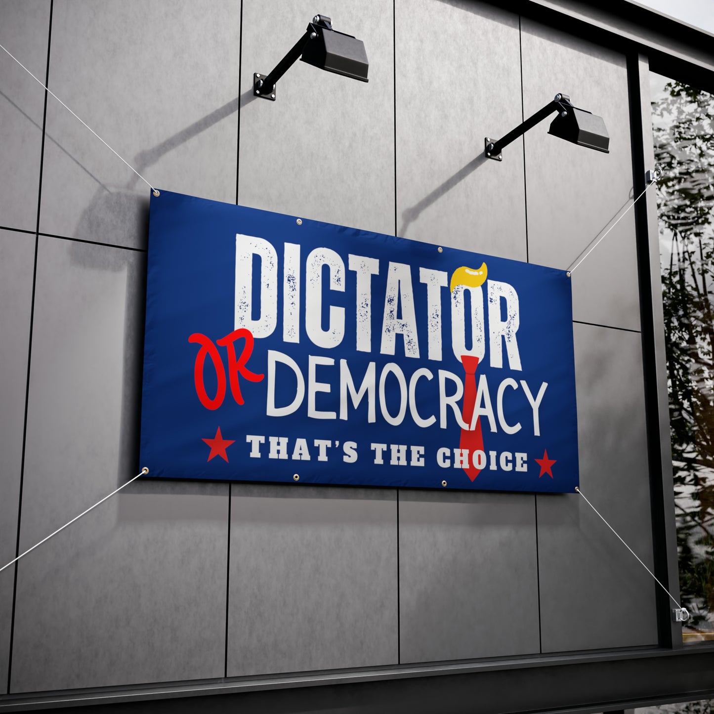 Dictator or Democracy Vinyl Indoor/Outdoor Banner, 48 x 24 or 72 x 36, Democracy Signs, Vote Sign, Anti Trump Sign