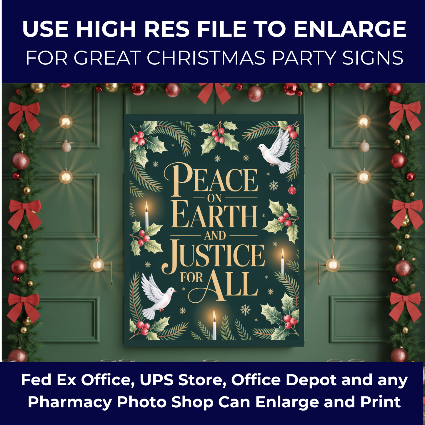 Christmas Printable Wall Art, Christmas Digital Posters, Subtle Anti Trump Posters