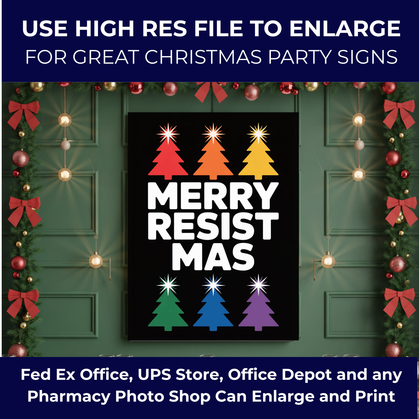 Christmas Printable Wall Art, Christmas Digital Posters, Funny Anti Trump Christmas Posters