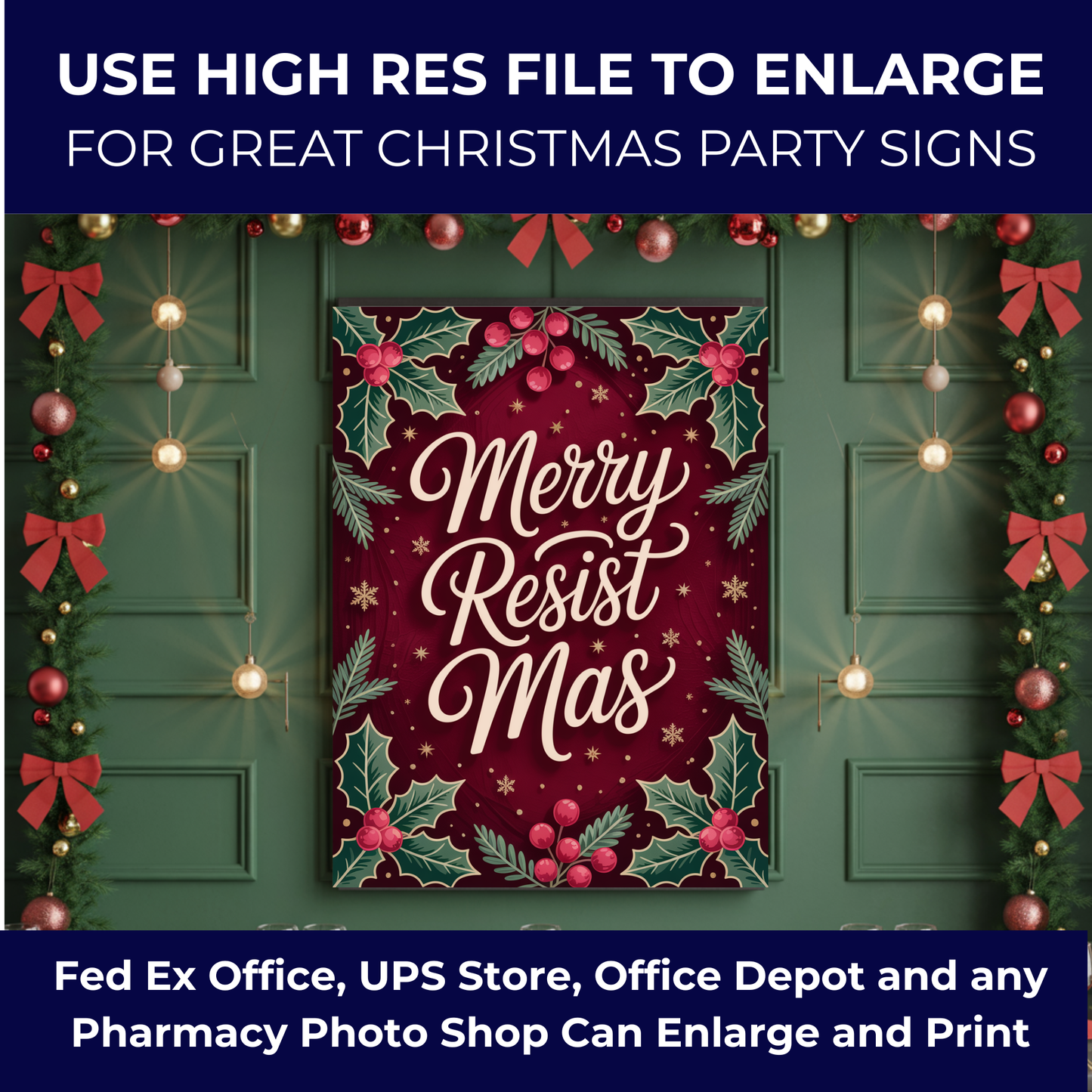 Christmas Printable Wall Art, Christmas Digital Posters, Funny Anti Trump Christmas Posters