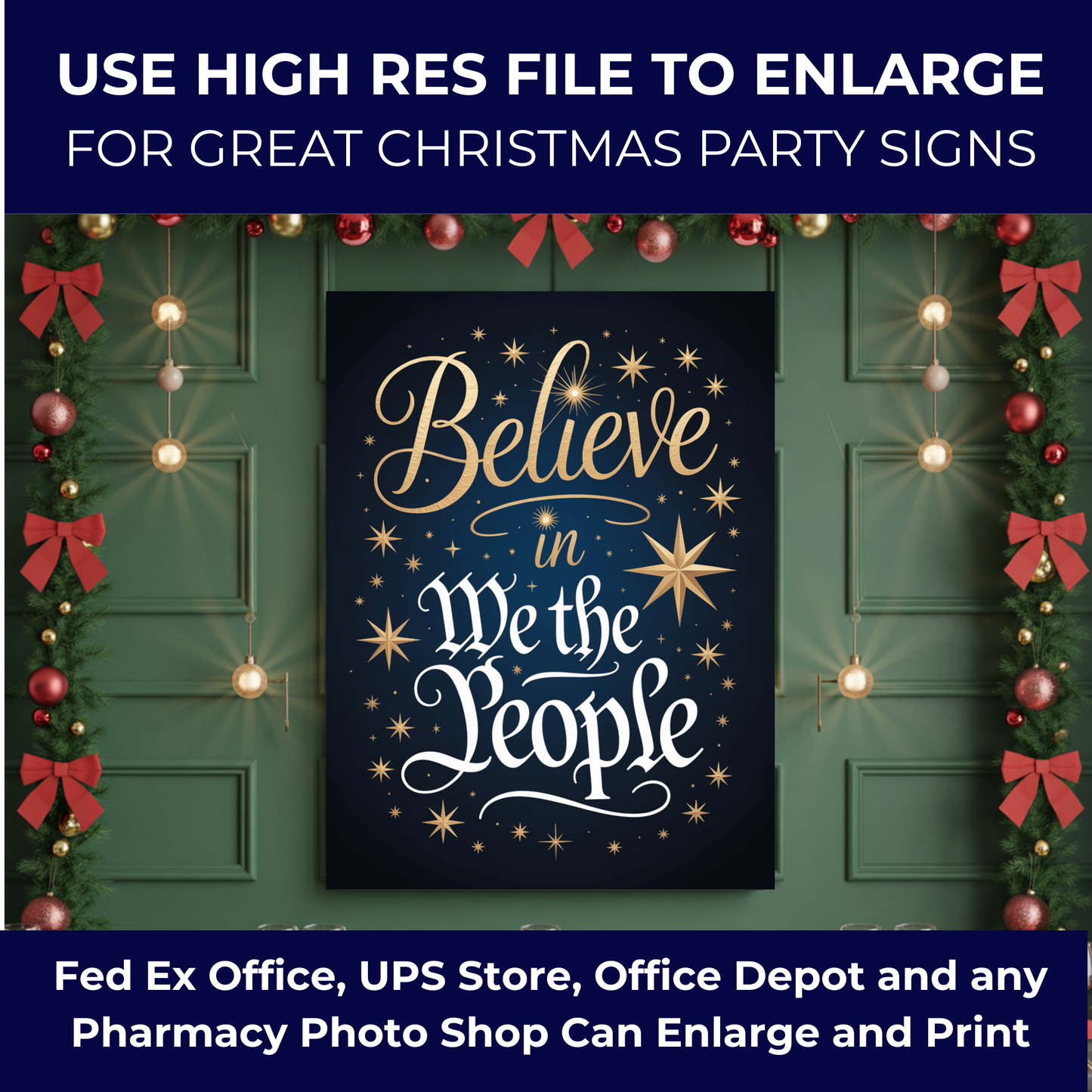 Christmas Printable Wall Art, Christmas Digital Posters, Subtle Anti Trump Posters