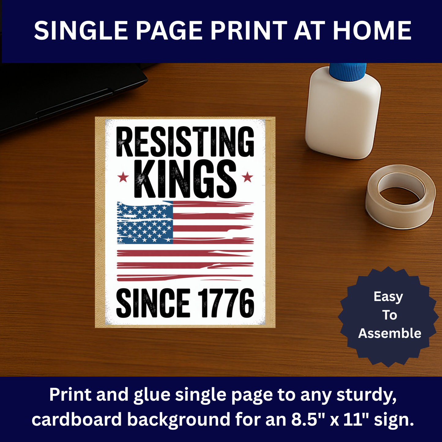 No Kings Protest Signs, Printable Protest Sign Kit, 3 Signs Included, Anti Trump Protest Signs