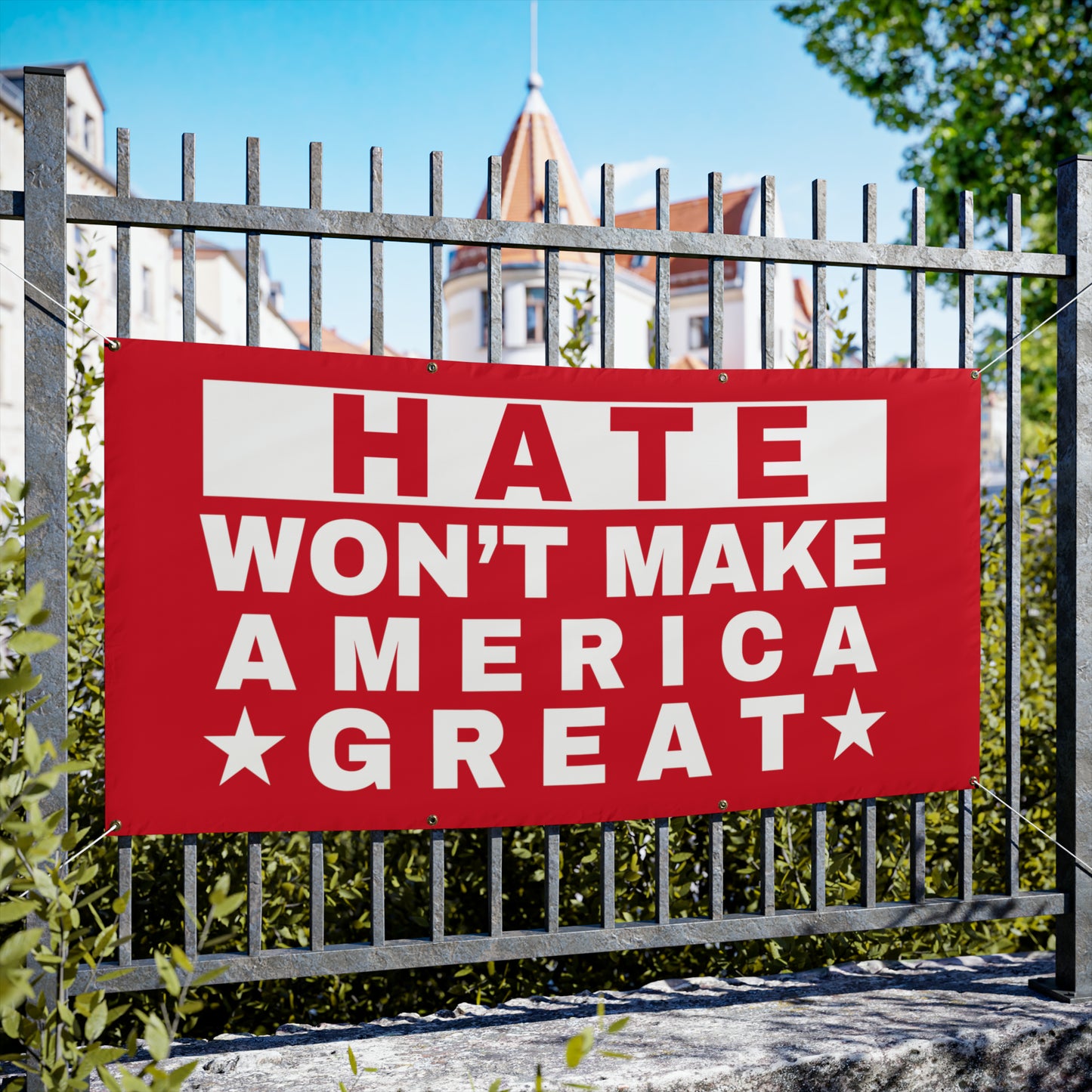 No Hate Sign, Vinyl Indoor/Outdoor Banner, Anti Hate Sign