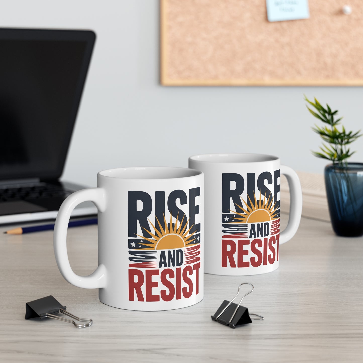 Rise and Resist Mug, 11oz Ceramic, Dishwasher Safe, Anti Trump Gifts, Democracy Mug, Political Mug, Gift for Democrats, Free Shipping