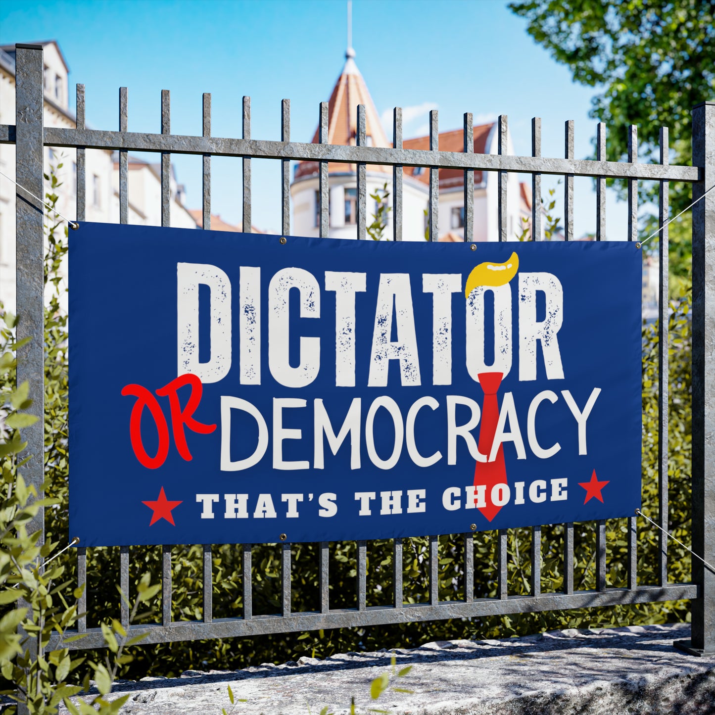 Dictator or Democracy Vinyl Indoor/Outdoor Banner, 48 x 24 or 72 x 36, Democracy Signs, Vote Sign, Anti Trump Sign