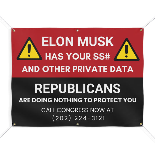 Anti-Elon Musk Banner | Protest Banner | Anti-Trump Sign | 48" x 36" | Ropes Included