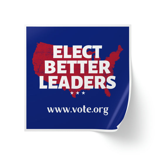 Elect Better Leaders, Democracy Sticker Rolls, 50, 100 or 250, Free Shipping, Democracy Signs, Vote Sticker, Democrat Sticker