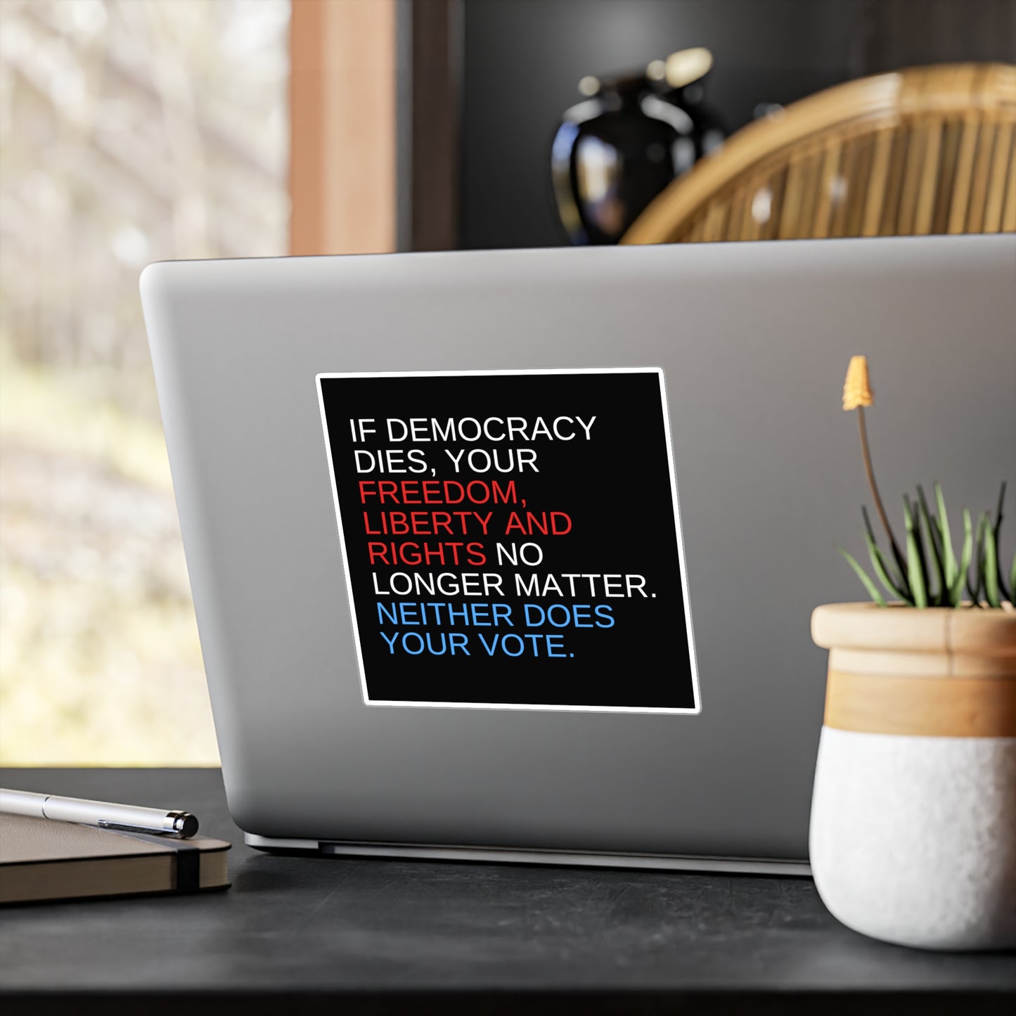 Democracy Sticker, Car Sticker, Laptop Sticker, Car Decal