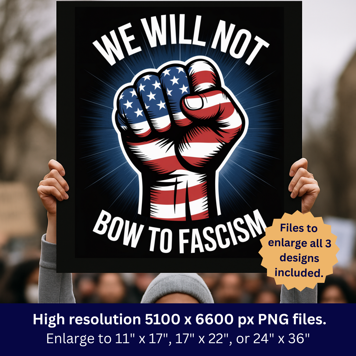 Fascism Protest Signs, Stop Trump Takeover Protest Signs, 3 Signs Included, High Res Printable Protest Signs, Anti Trump Protest Signs