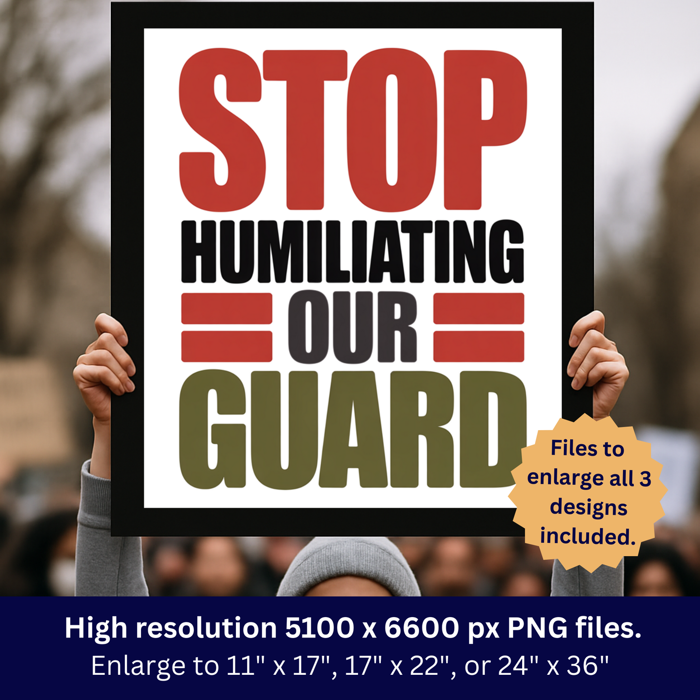 National Guard Protest Signs, Stop Trump Takeover Protest Signs, 3 Signs Included, High Res Printable Protest Signs, Anti Trump Protest Signs