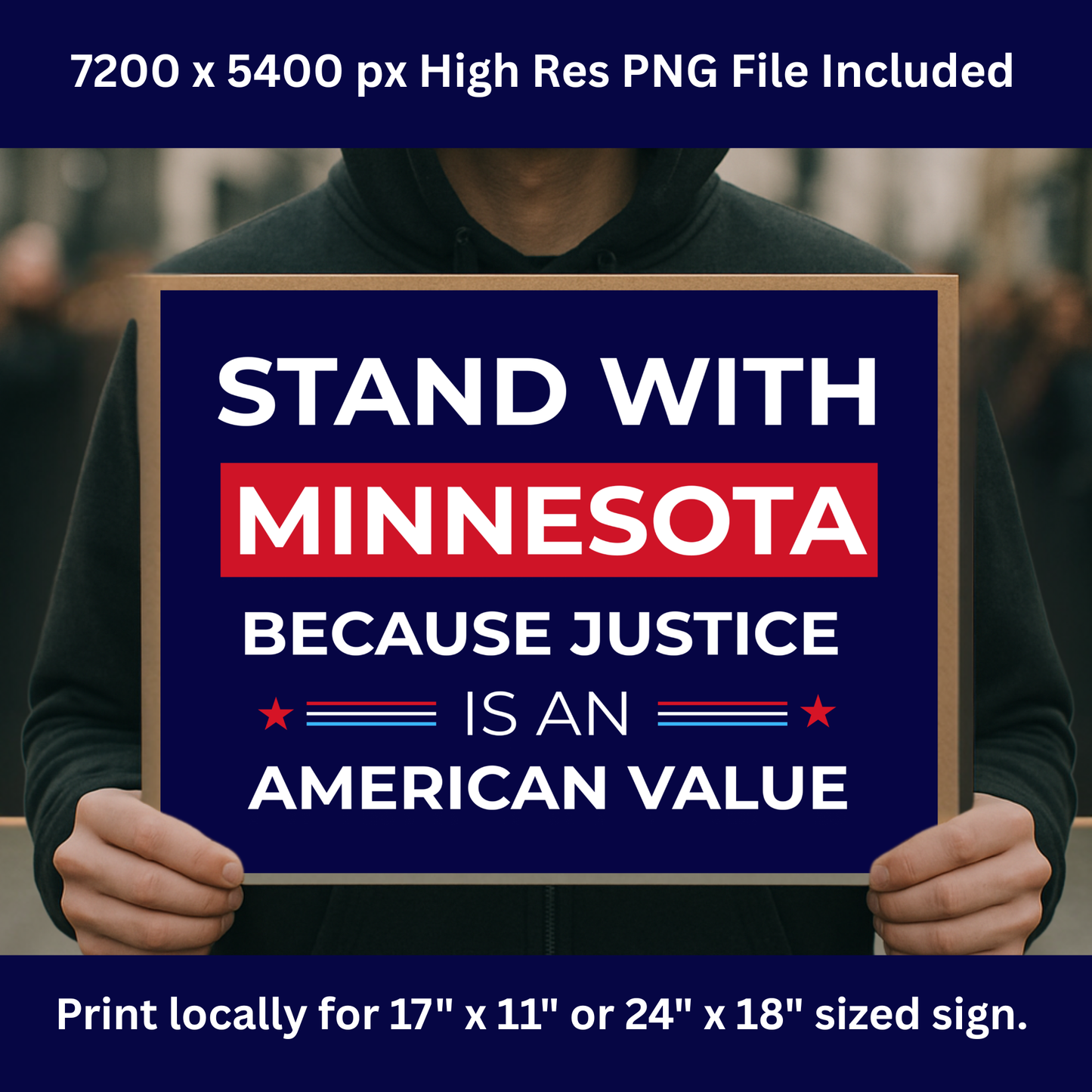 Stand With Minnesota- Printable Protest Sign Kit - Anti Trump Protest Sign PNG