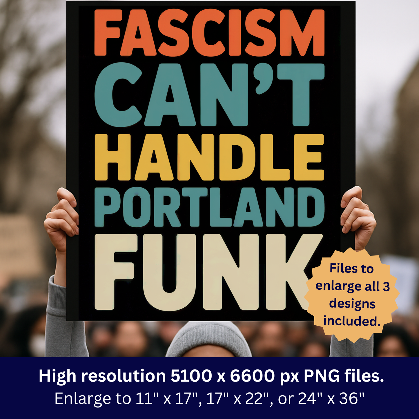 Portland Protest Signs, Printable Protest Sign Kit, All 3 Designs Included