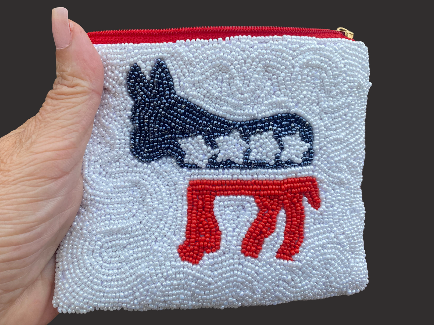 Coin Purse, Purse Pouch, Democrat Donkey, Unique and Beautiful Handmade Seed Bead Coin Pouch