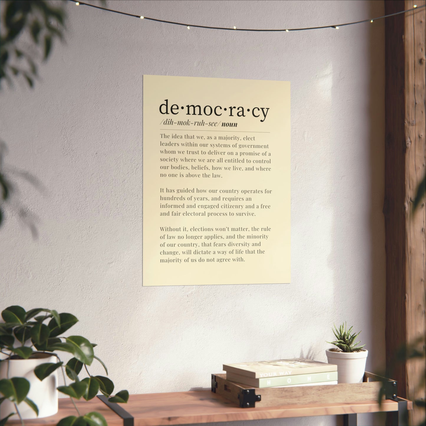 Democracy Poster, 18 x 24, Beige and Black, Democracy Definition