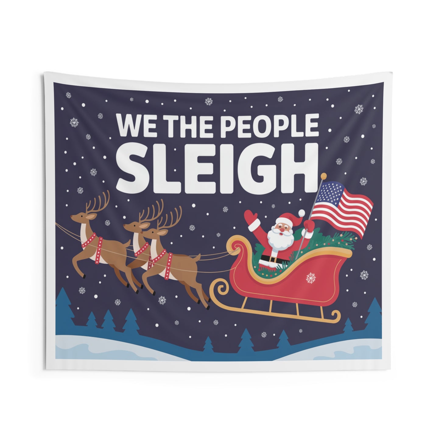 We the People Sleigh Indoor Wall Tapestry | Christmas Wall Decor | Christmas Wall Tapestry | Christmas Party Signs