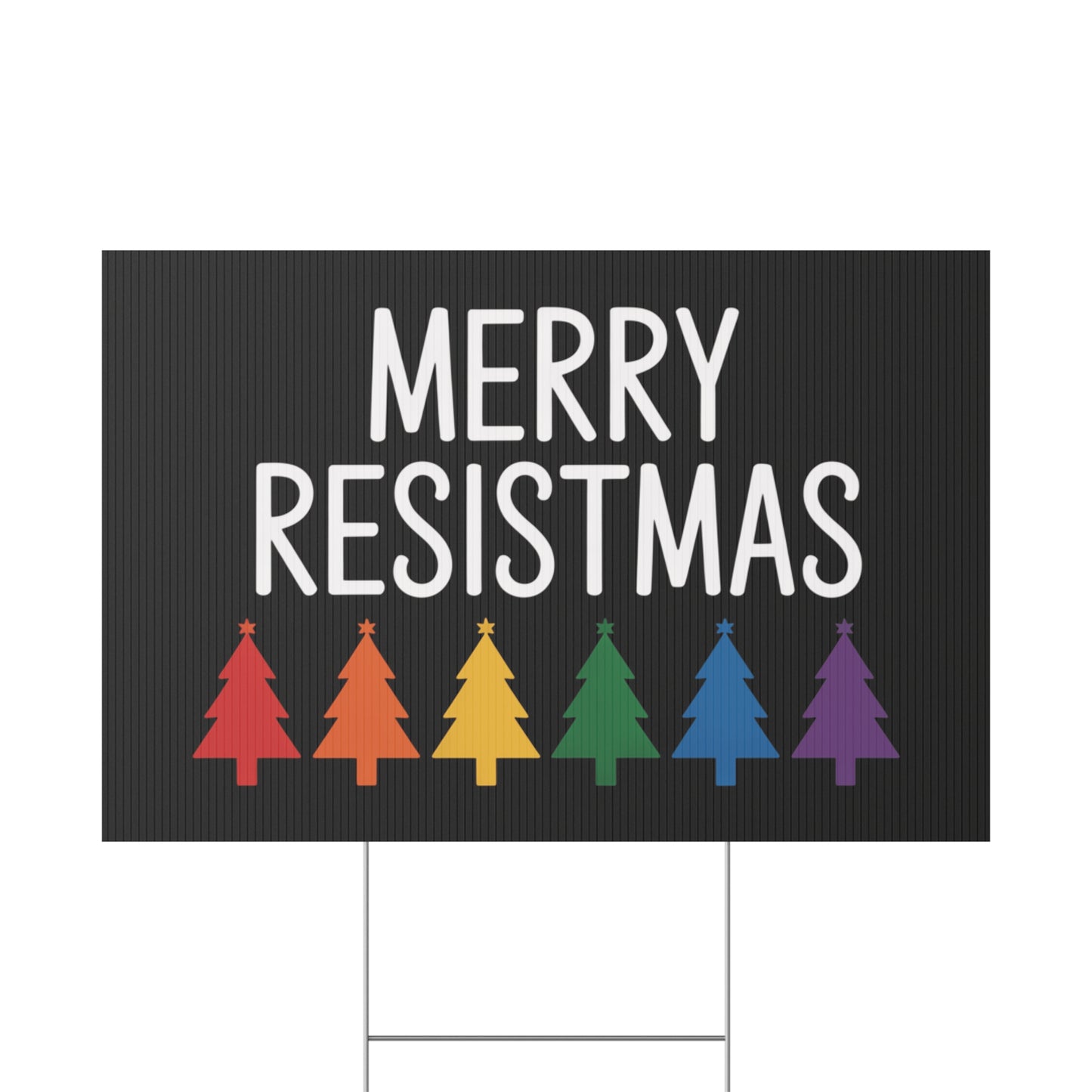Merry Resistmas Yard Sign, Funny Political Yard Sign, Funny Political Christmas Yard Sign, Democracy Holiday Yard Sign, 3 Sizes with H Stake