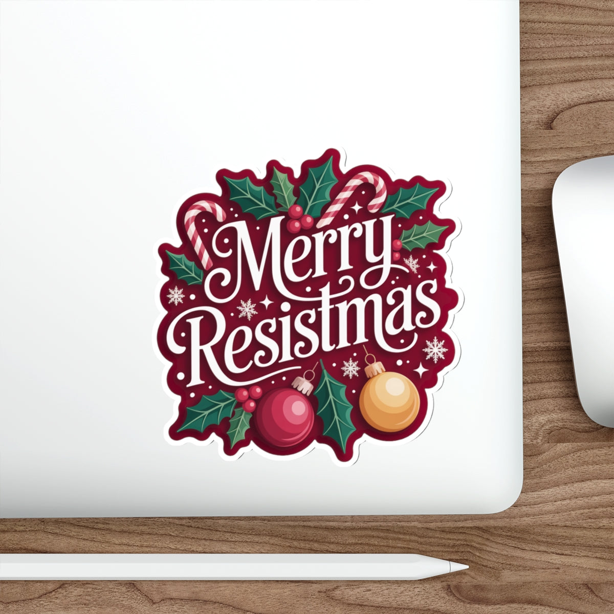 Merry Resistmas Sticker, Premium Vinyl, Indoor/Outdoor, Multiple Sizes Available, Holiday Stickers, Christmas Stickers, Political Gifts