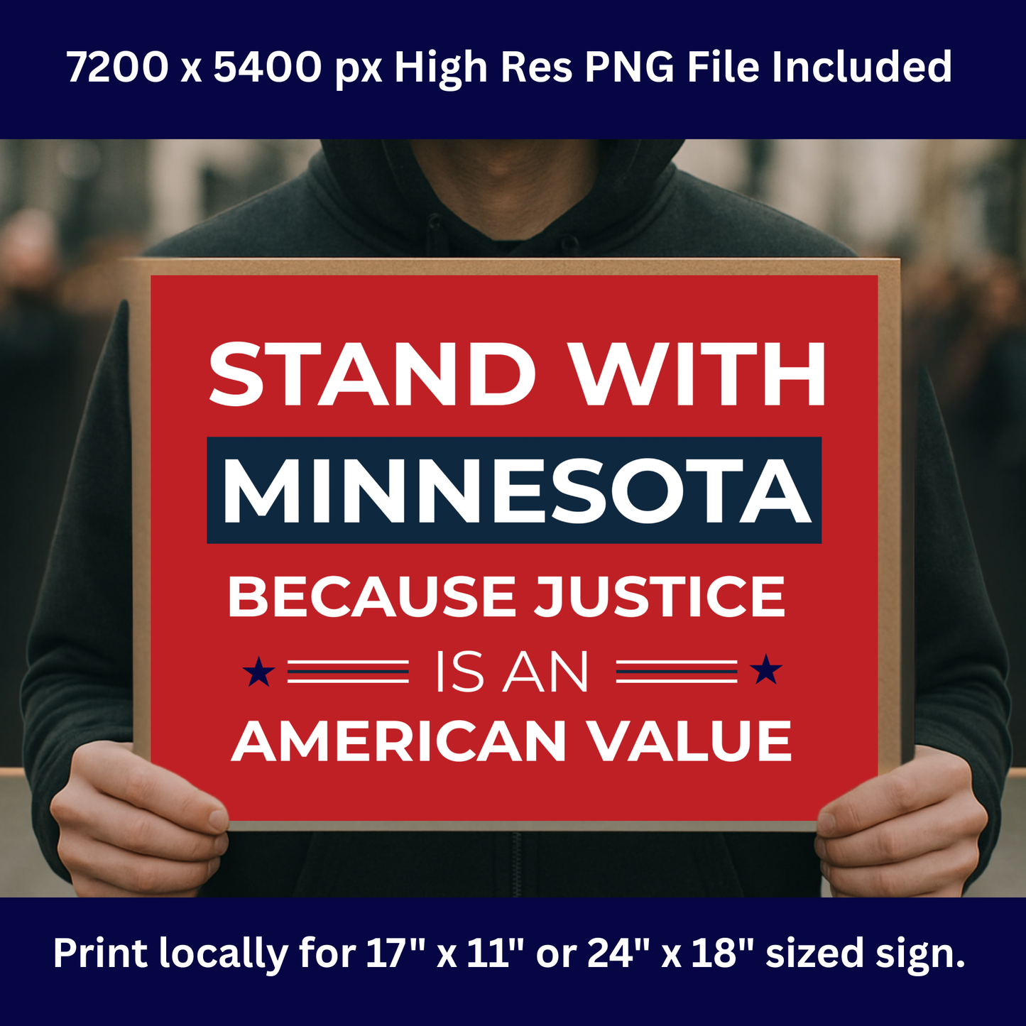 Stand With Minnesota- Printable Protest Sign Kit - Anti Trump Protest Sign PNG