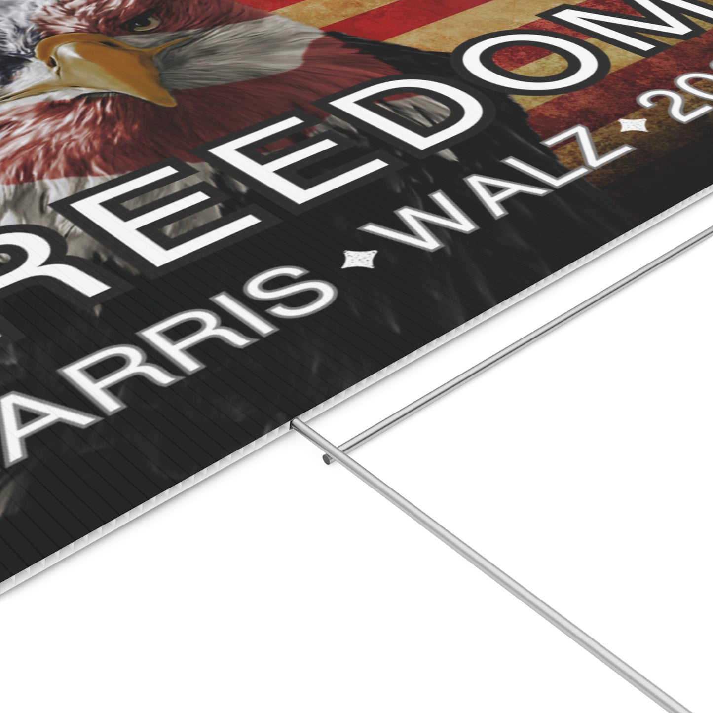 Harris Walz Freedom Yard Sign, Double Sided Print, H Stake Included