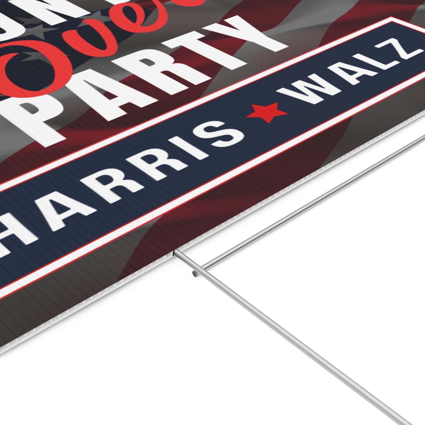 Country Over Party Harris Walz Yard Sign, Double Sided Print, H Stake Included