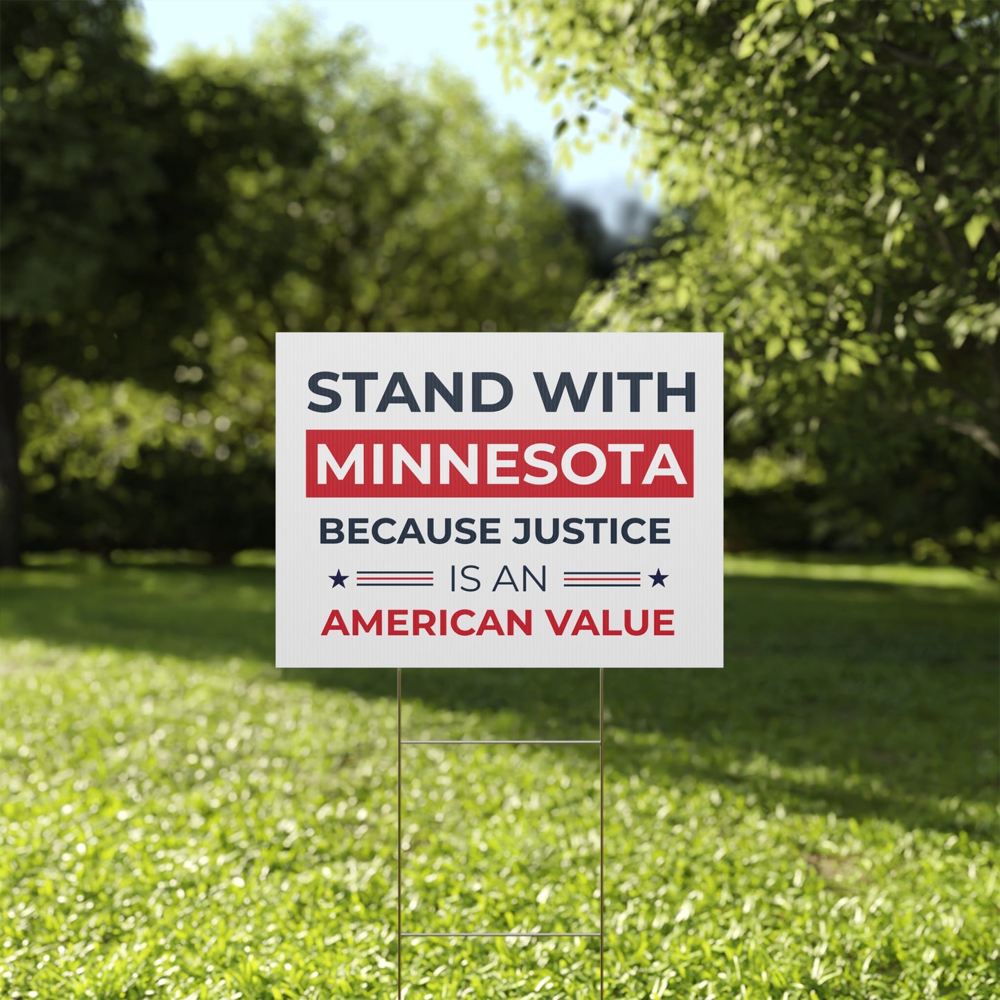 Stand With Minnesota Yard Sign | Stand With Minneapolis Yard Sign | 24" x 18" | Print on Both Sides | H Stake Included | 3 Colors Available