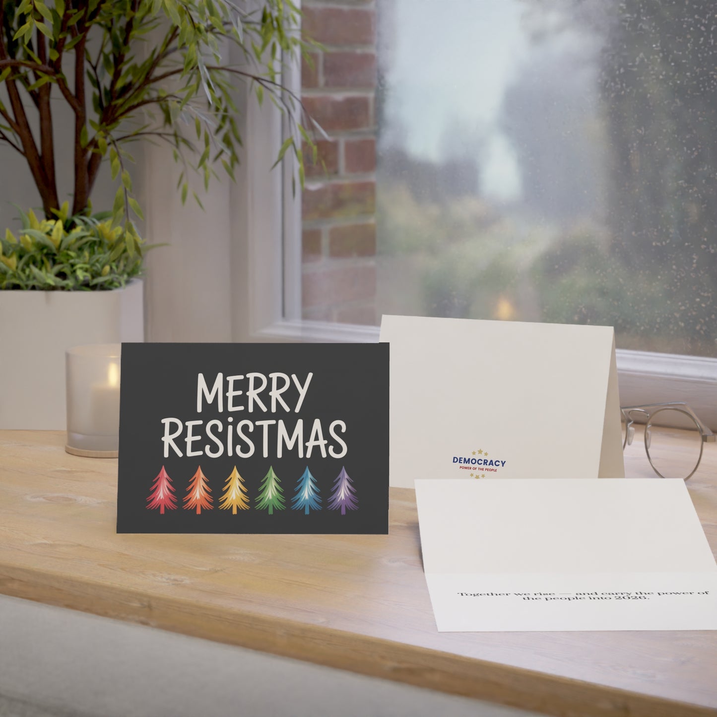 Merry Resistmas Cards, 2025 Christmas Cards, Political Greeting Cards, 7" x 5", Matte Finish, Packs of 5, 10 or 25, Free Shipping