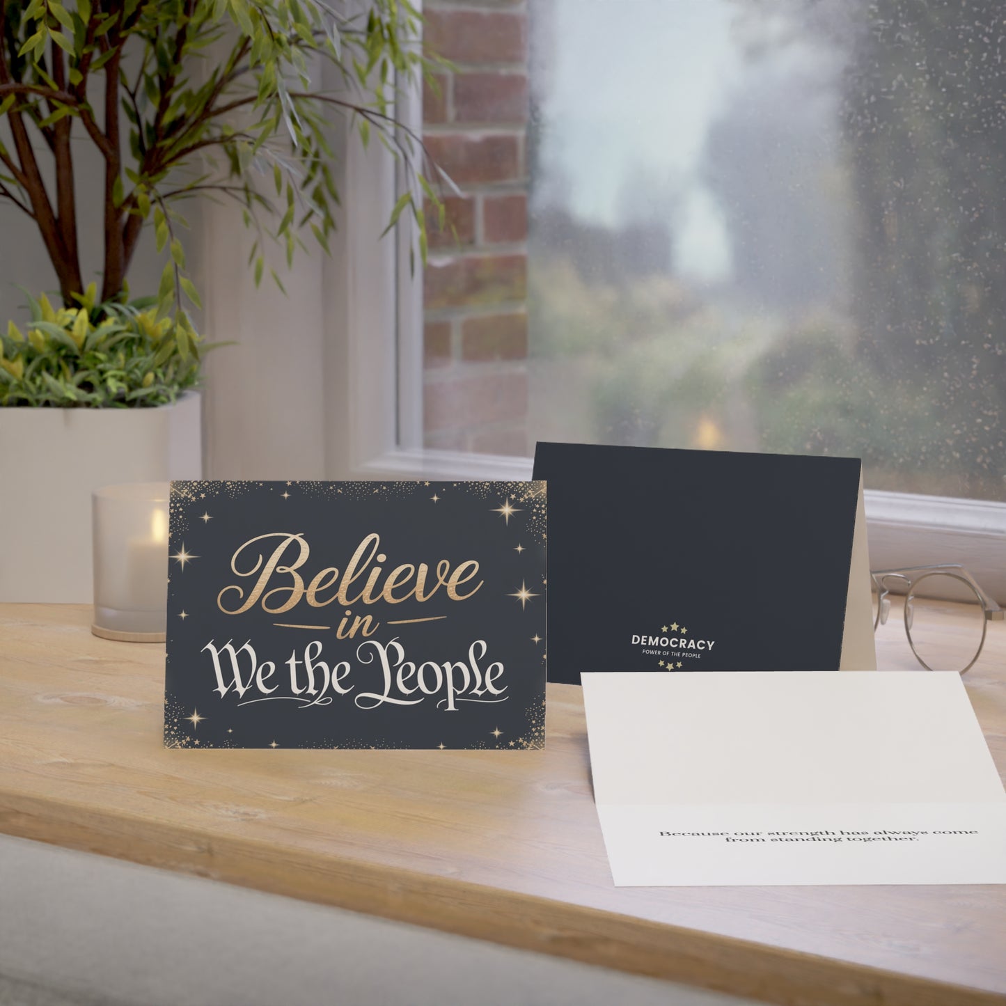 Believe in We the People Greeting Cards, Political Greeting Cards, 7" x 5", Matte Finish, Packs of 5, 10 or 25, Free Shipping