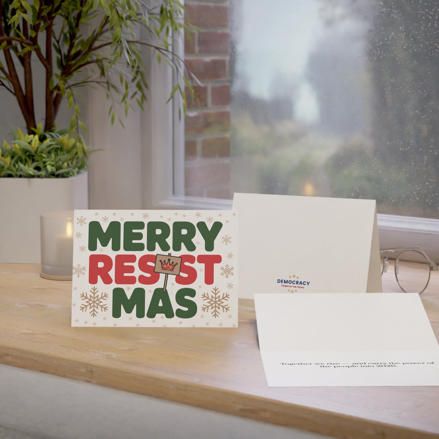 Merry Resistmas Cards, 2025 Christmas Cards, Political Greeting Cards, 7" x 5", Matte Finish, Packs of 5, 10 or 25, Free Shipping