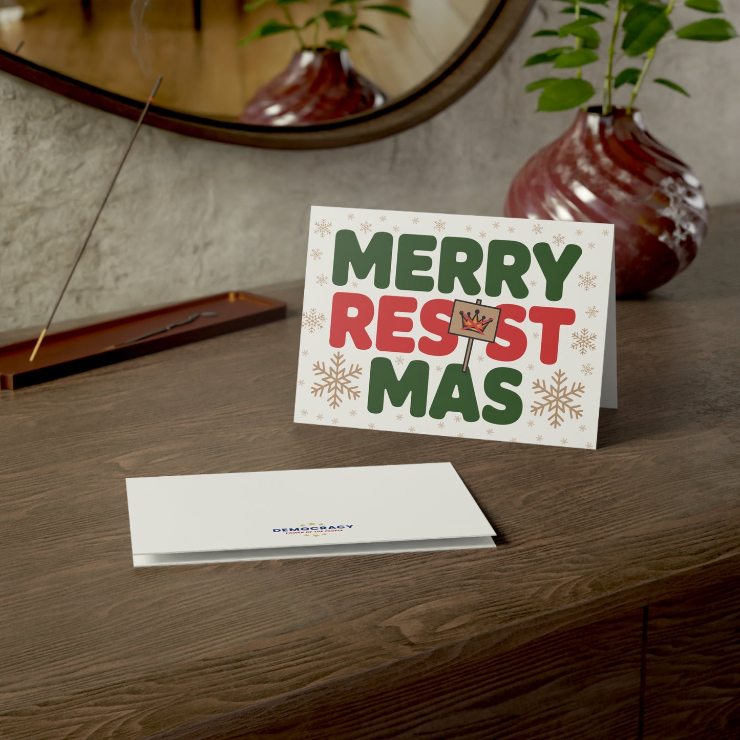 Merry Resistmas Cards, 2025 Christmas Cards, Political Greeting Cards, 7" x 5", Matte Finish, Packs of 5, 10 or 25, Free Shipping