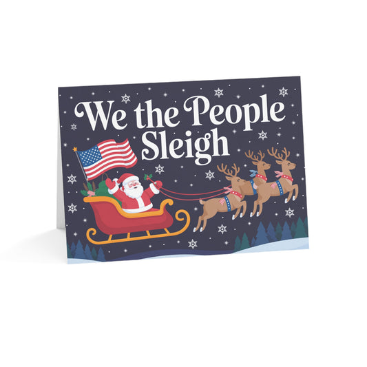We the People Sleigh Greeting Cards, Political Holiday Cards, 7" x 5", Matte Finish, Packs of 5, 10 or 25, Free Shipping